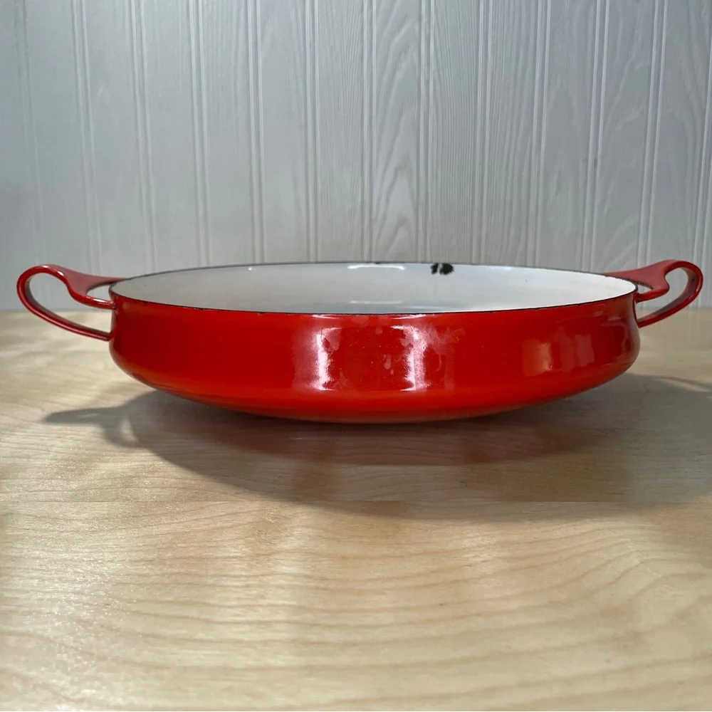 Vintage Mid-Century Modern Dansk Kobenstyle Enameled Cherry Red Paella Pan